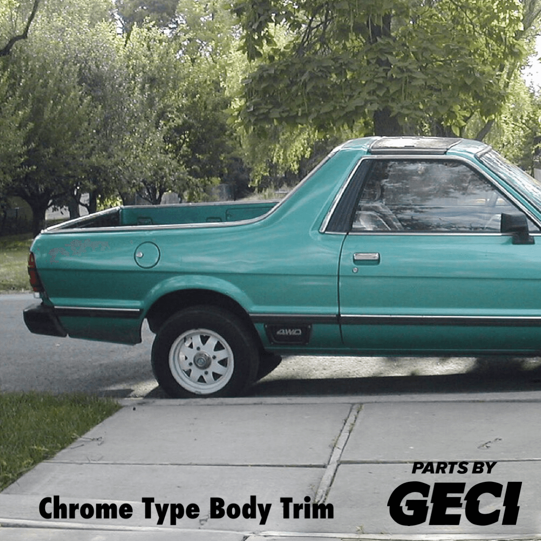 Subaru Brumby/Brat/Leone Body Trim Clip (Non-Chrome Type) on a vintage vehicle with chrome trim.